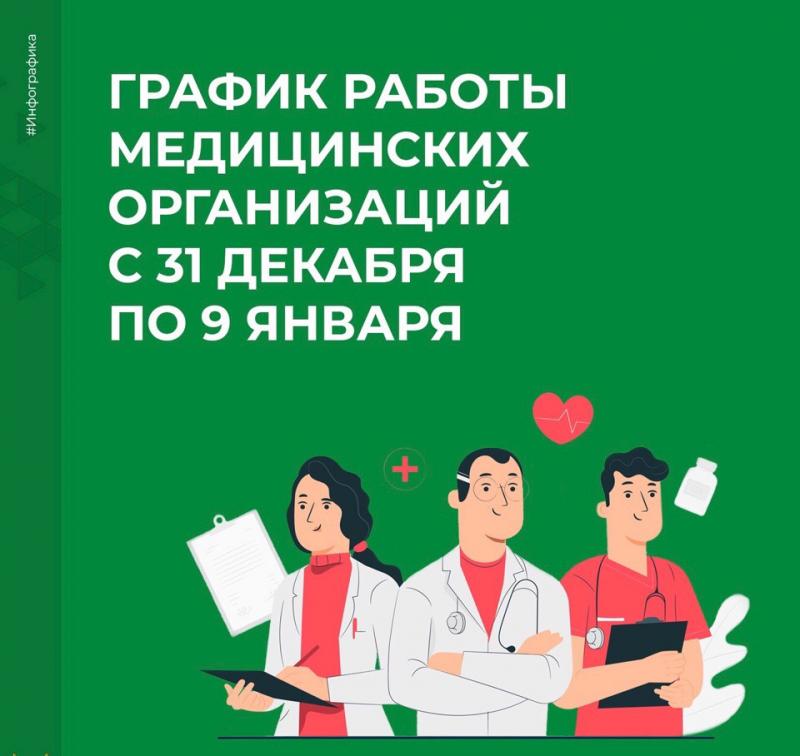 График работы медицинских организаций с 31 декабря по 9 января